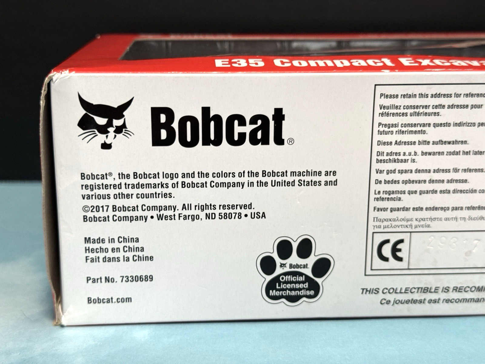Bobcat 1:25 Scale Die Cast Collectible E35 Compact Excavator New in box