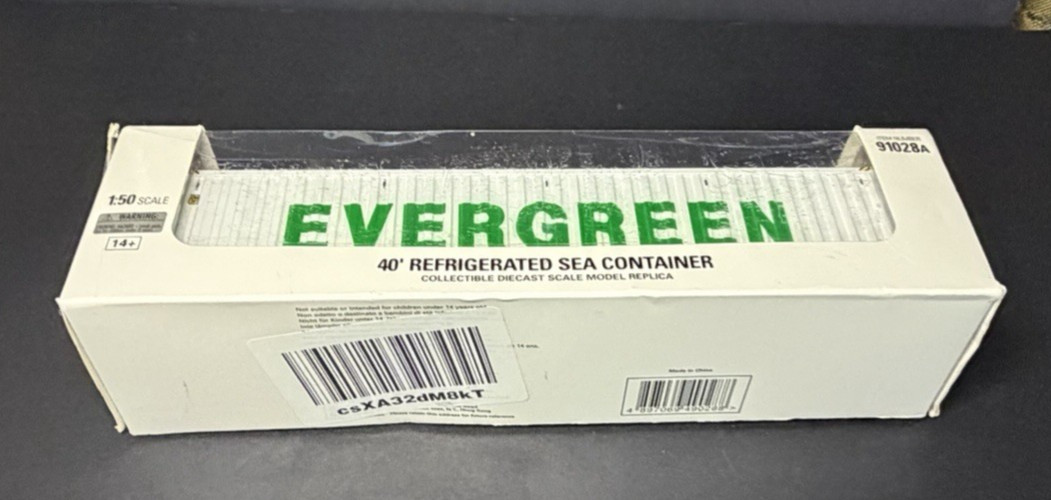 DieCast Masters 91028A 1:50 EverGreen 40′ White Refrigerated Shipping Container