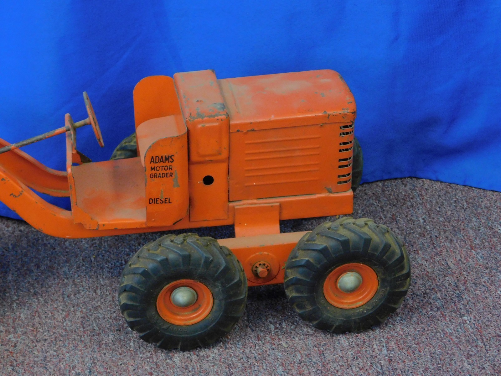 Vintage Doepke Pressed Steel Orange Road Grader Heavy Equipment