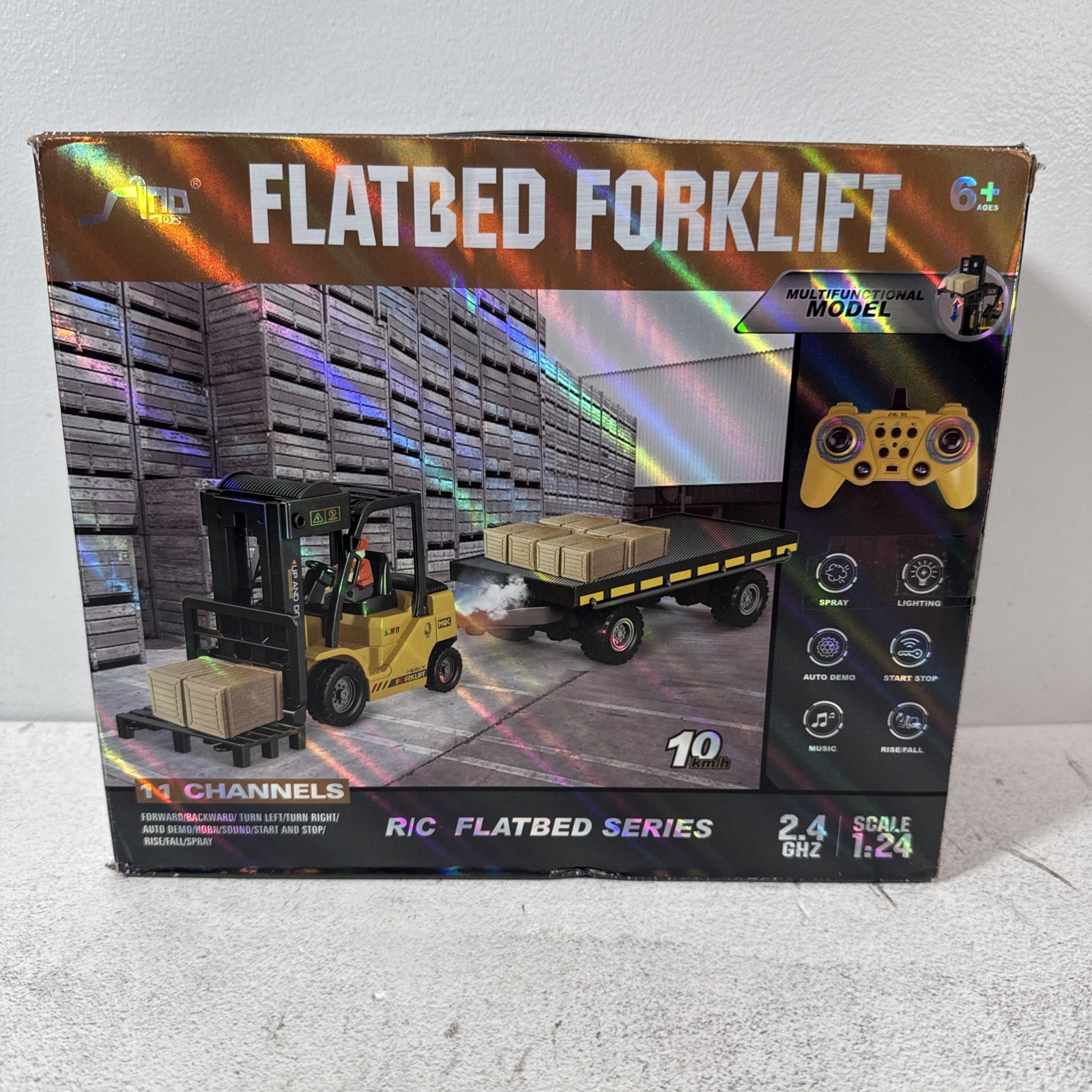 Remote Control Forklift with Flatbed Truck, 11 Channel RC Forklift with Spray