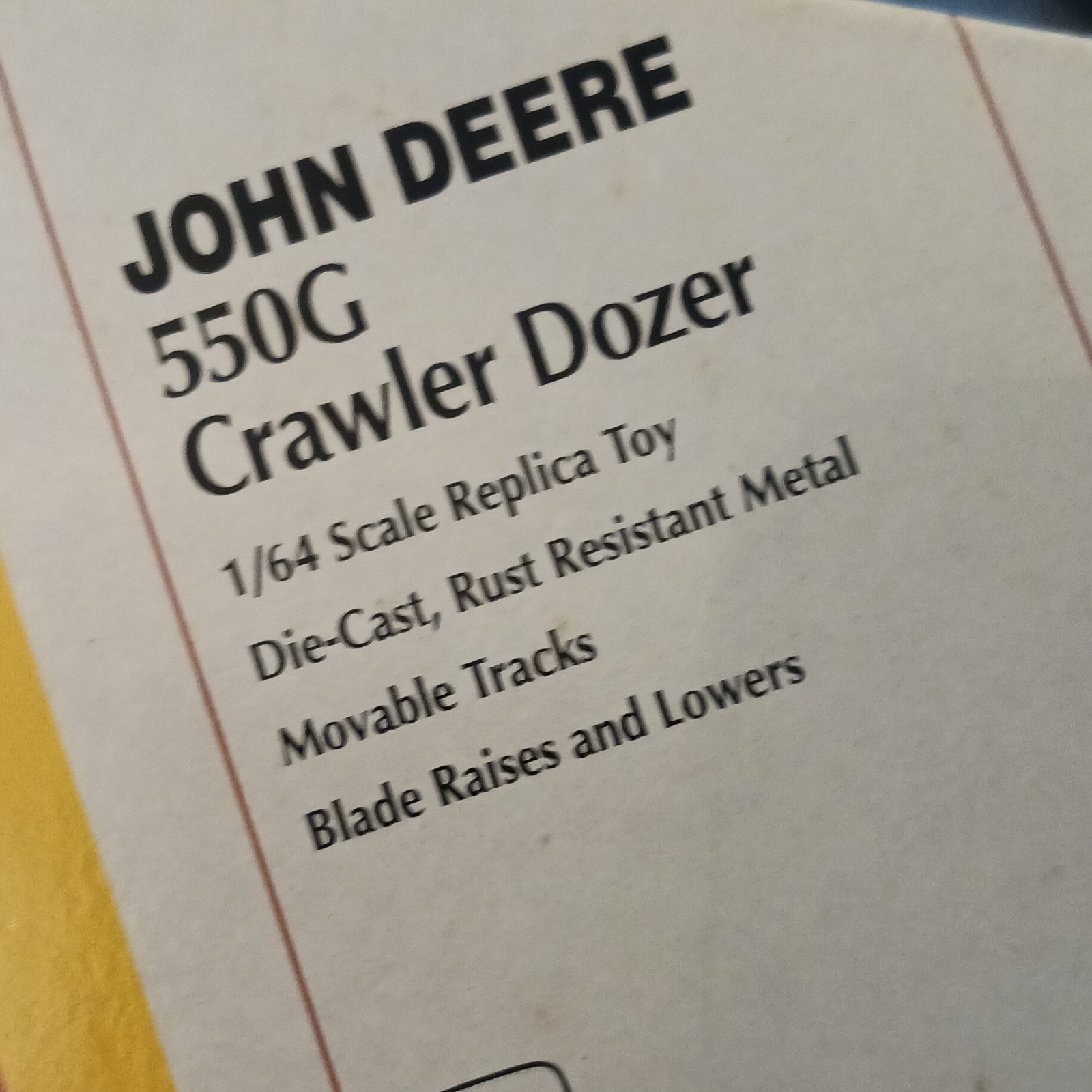 ERTL John Deere 550G Crawler Dozer 1:64 Diecast Yellow/Black Movable Tracks 568