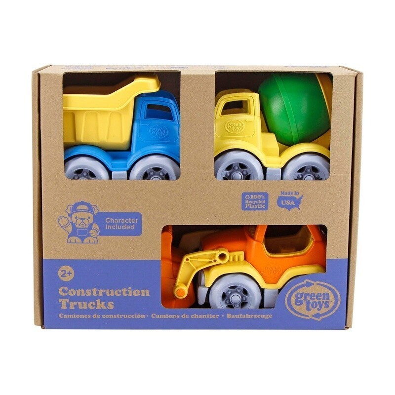 Construction Truck Set 3 Recycled Plastic Toys W/ Dogs Toddlers 2-6 Years New