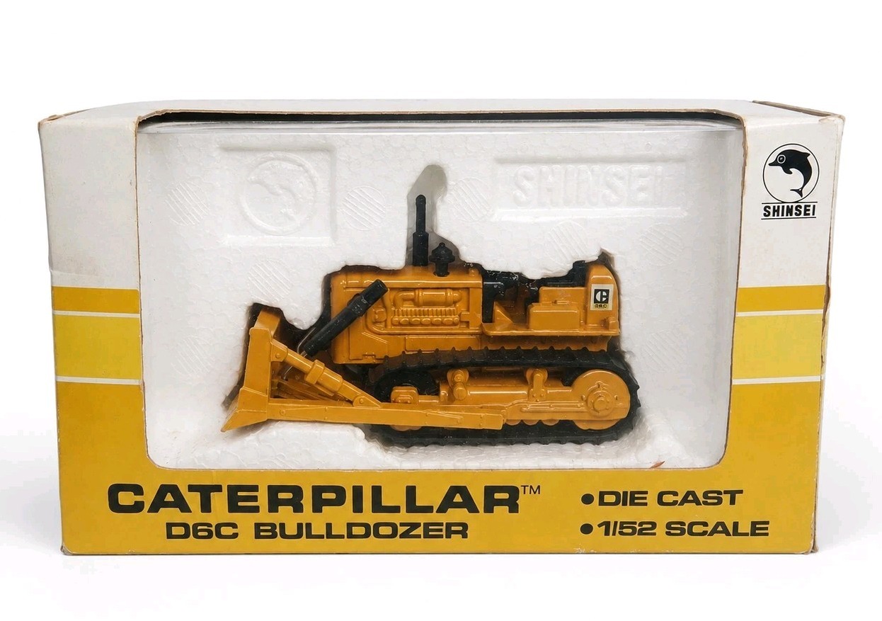Vintage 1970s Shinsei Caterpillar D6C Bulldozer 1:52 Diecast Japan Box