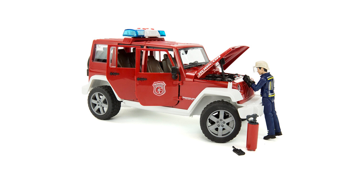 Jeep Fire Engine Wrangler Unlimited Rubicon+Firefighter Bruder Model 1/16 1:16