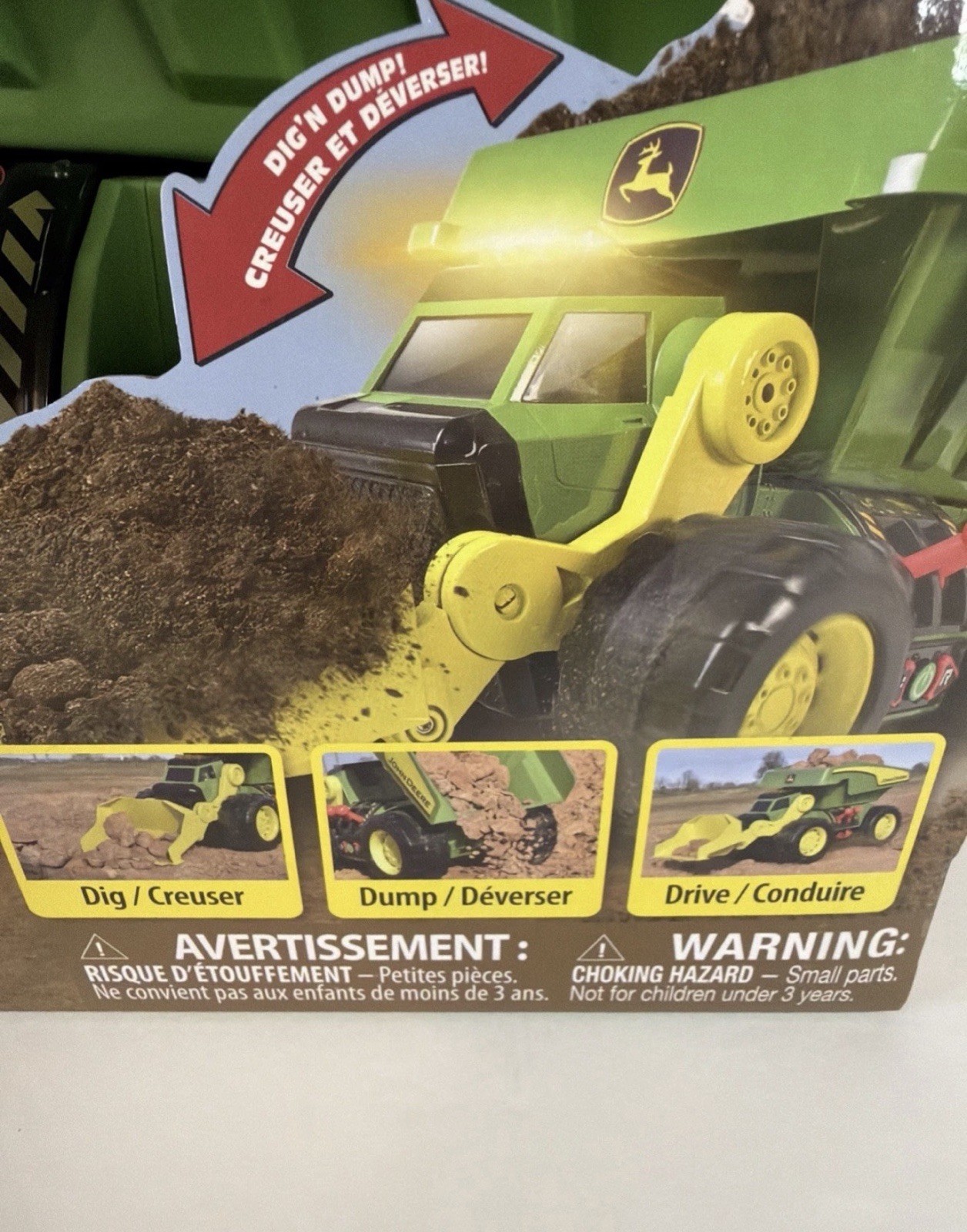 John Deere Kids 2-n-1 Dig Rig Motorized Construction Vehicle Toy Lights & Sounds