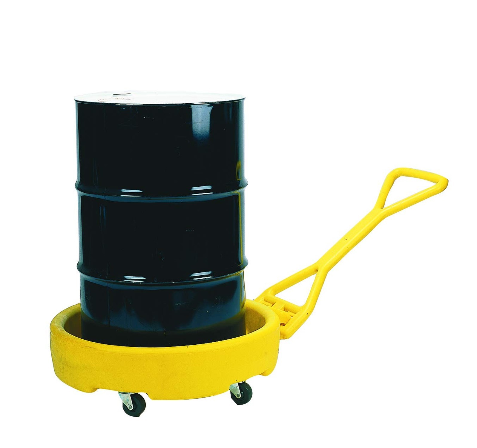 Eagle 1613 Yellow Polyethylene Mobile Dispensing Drum Bogie with Push Pull Ha…