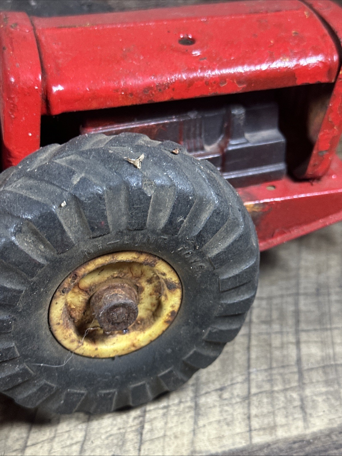 VINTAGE RARE NYLINT TOURNADOZER PRESSED STEEL RUBBER-WHEELED DOZER*READ*