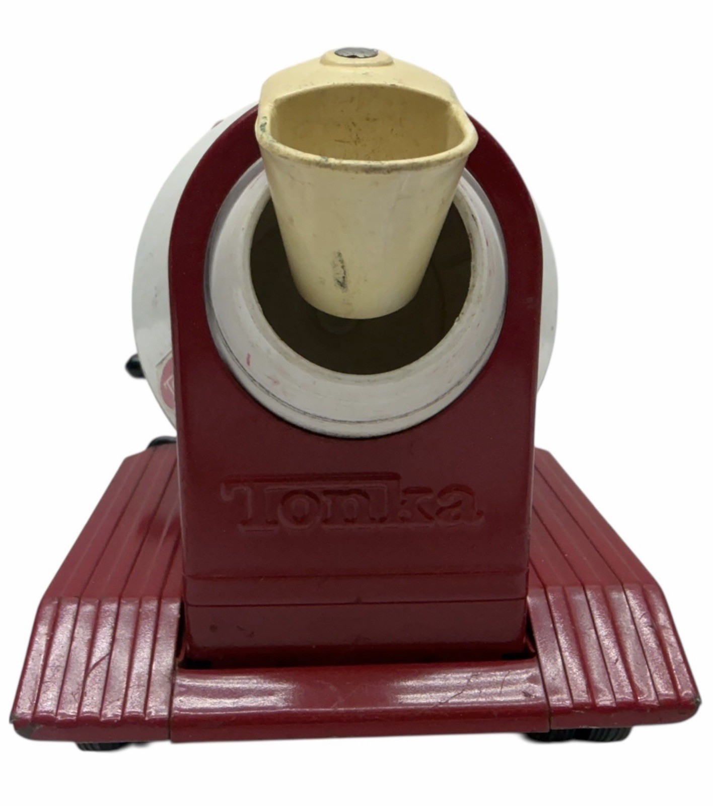 Vintage 1960s Red Tonka 9″ Pressed Steel Cement Mixer with Working Drum