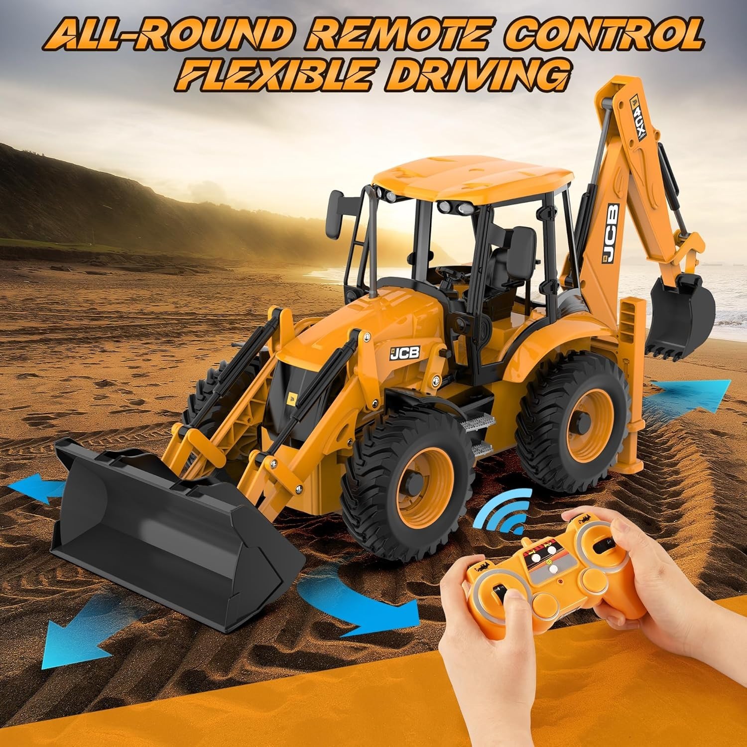 DOUBL E JCB 1:20 Scale RC Excavator & Loader – Dual-Function Construction Model
