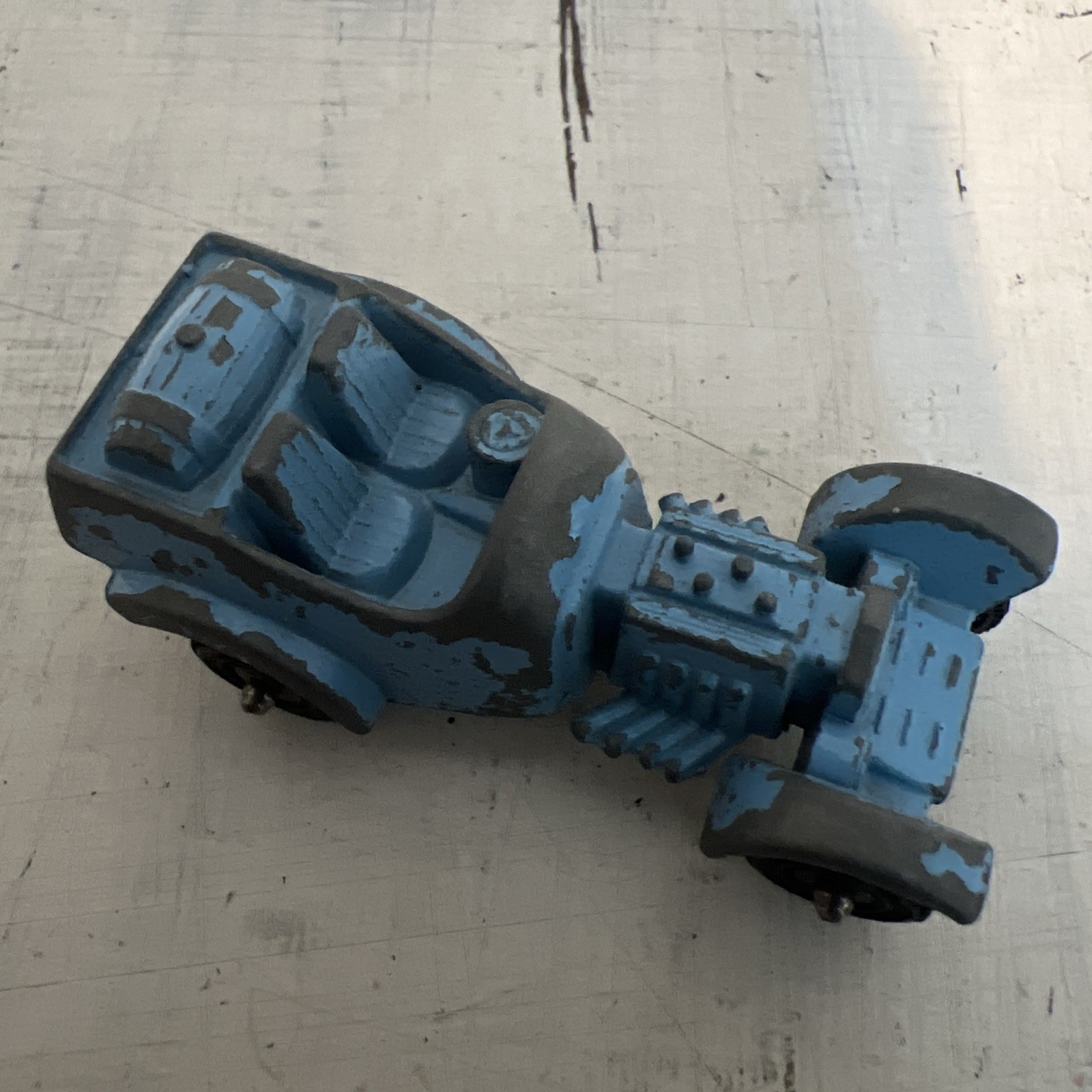 VINTAGE TOOTSIE TOY USA – FORD V8 RAT ROD with BARREL TANK – SKY BLUE CHICAGO IL