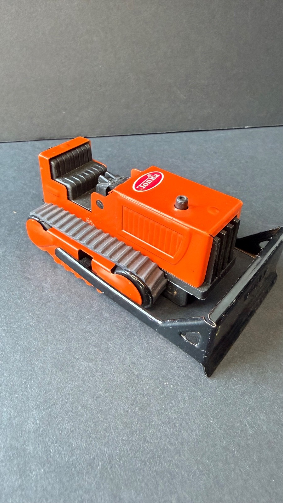 Vintage 1970s Tonka Mini 510 Bulldozer Dozer Orange Black Blade 4.5″ Complete