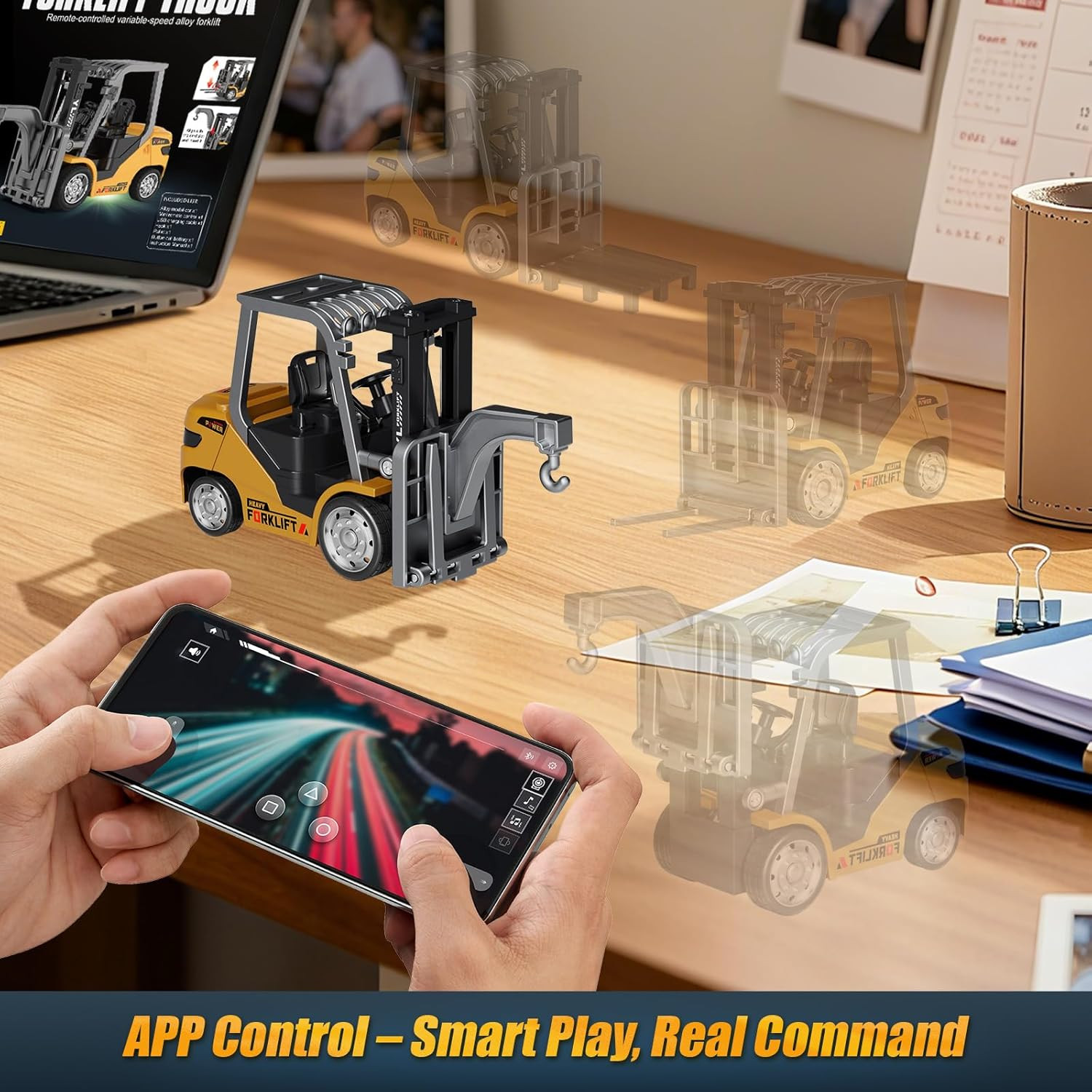 Mini Forklift Remote Control 1:64 RC Forklift Toy, 2.4GHz Construction Vehicle w