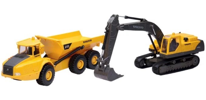 NEWRAY,VOLVO EC460B LC excavator and VOLVO A40D dumper with its, 1/32, NEW01026