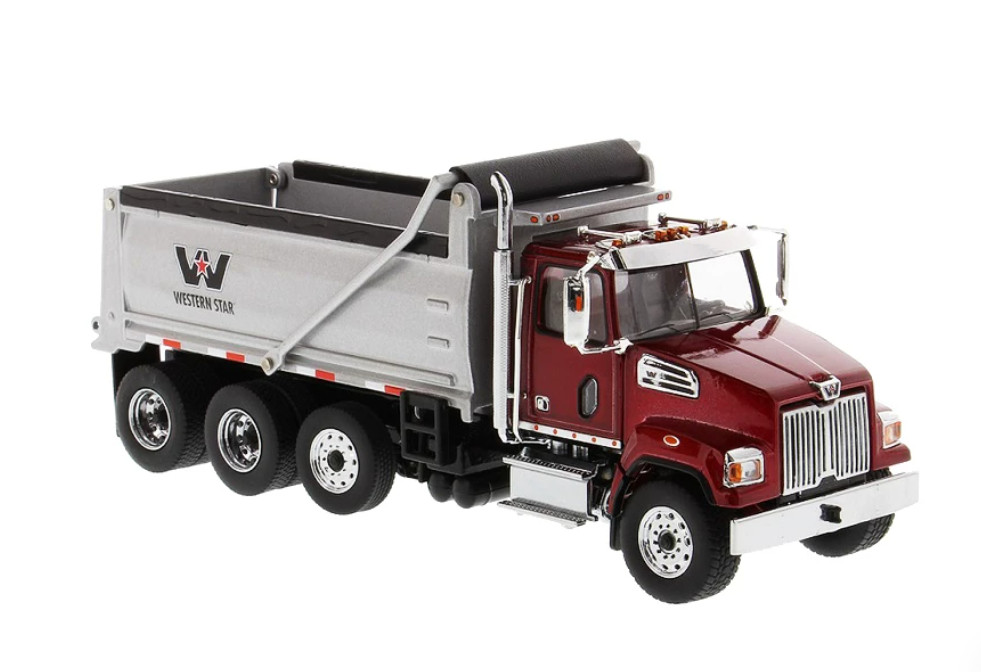 1:50 DM Western Star 4700 SF Dump Truck in Red with Silver Dump Body Collection