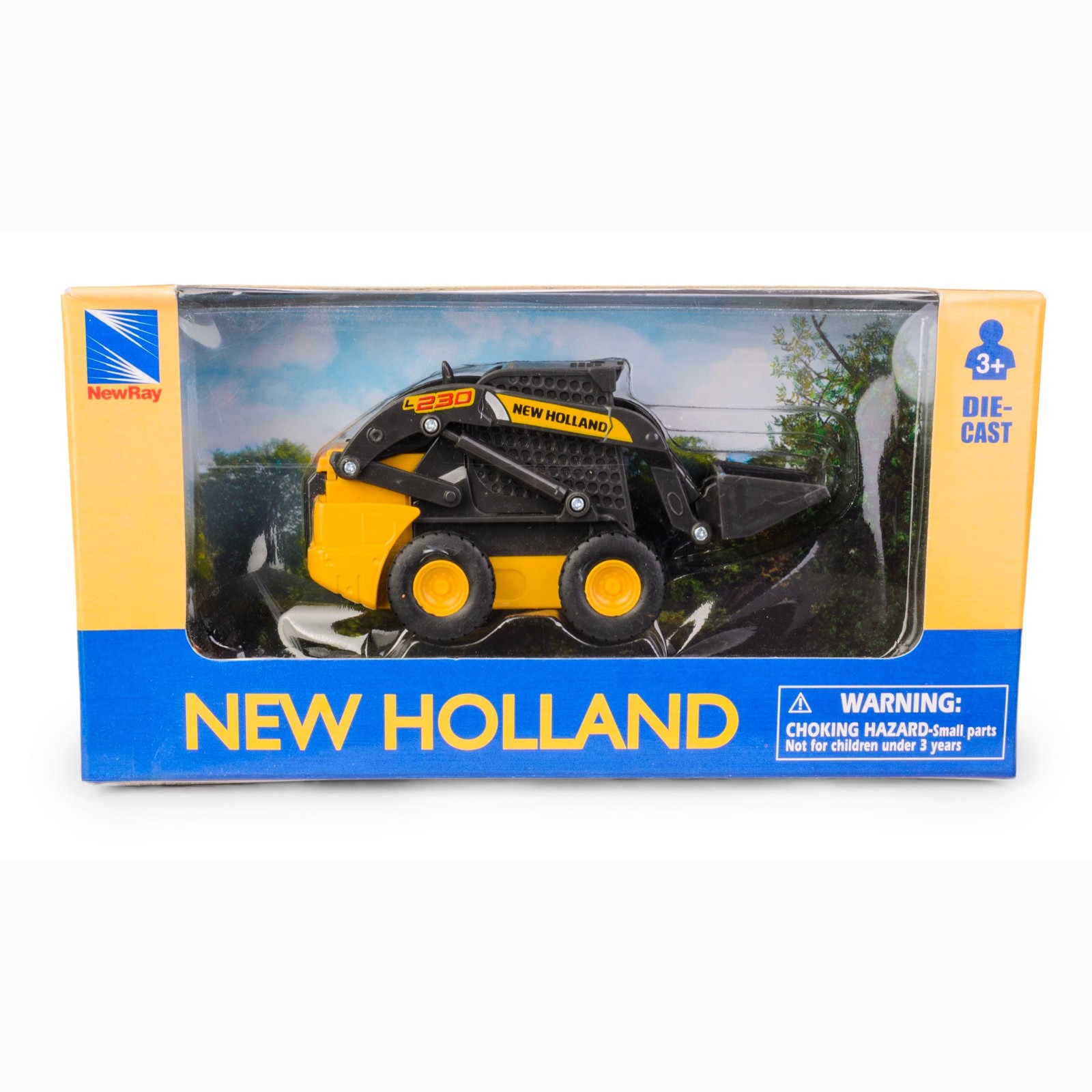 NEW RAY NEW HOLLAND L228 MINILOADER YELLOW DIE CAST MODEL NEW IN BOX 11cm