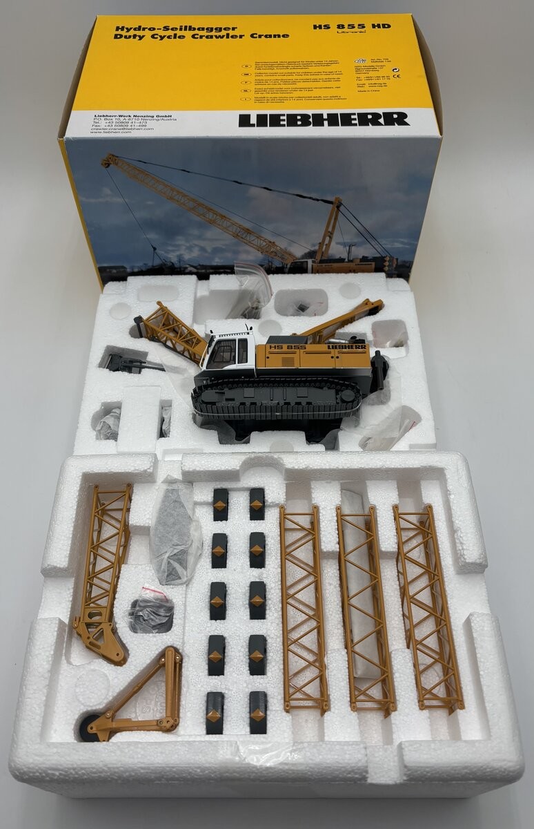 NZG 728 1:50 Diecast Liebherr HS855HD Duty-Cycle Crawler Crane with Drag Bucket
