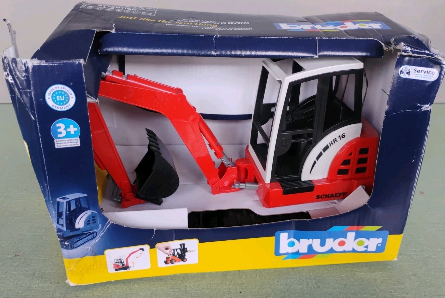 BRUDER #02432 Schaeff HR16 Mini Excavator Damaged Box