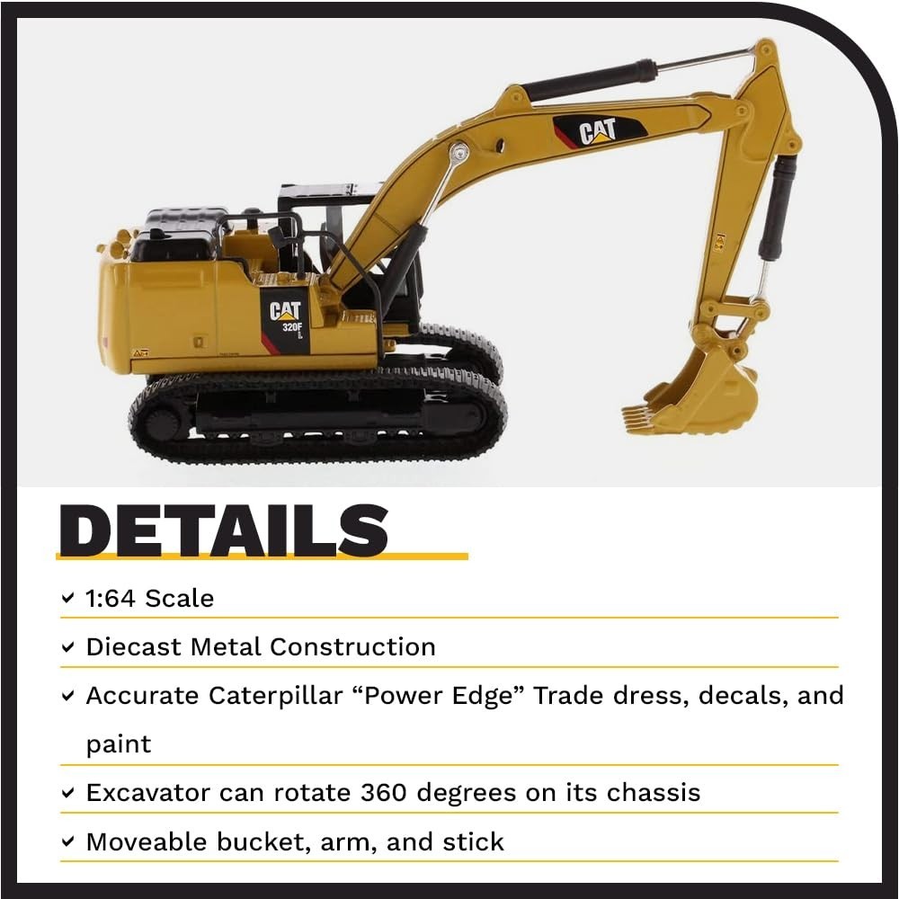 1:64 Scale Hydraulic Excavator Model – Diecast Caterpillar 320F L, Collectible C