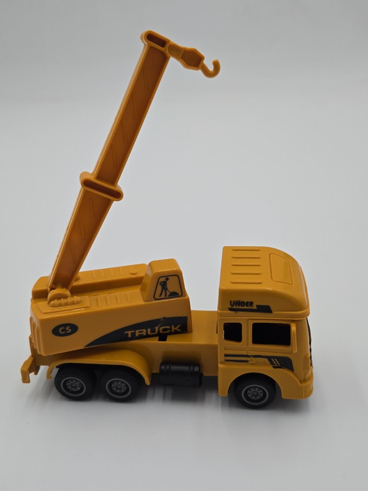 Vintage Yellow Toy Crane Truck Construction Vehicle Hook Boom Battery Operated