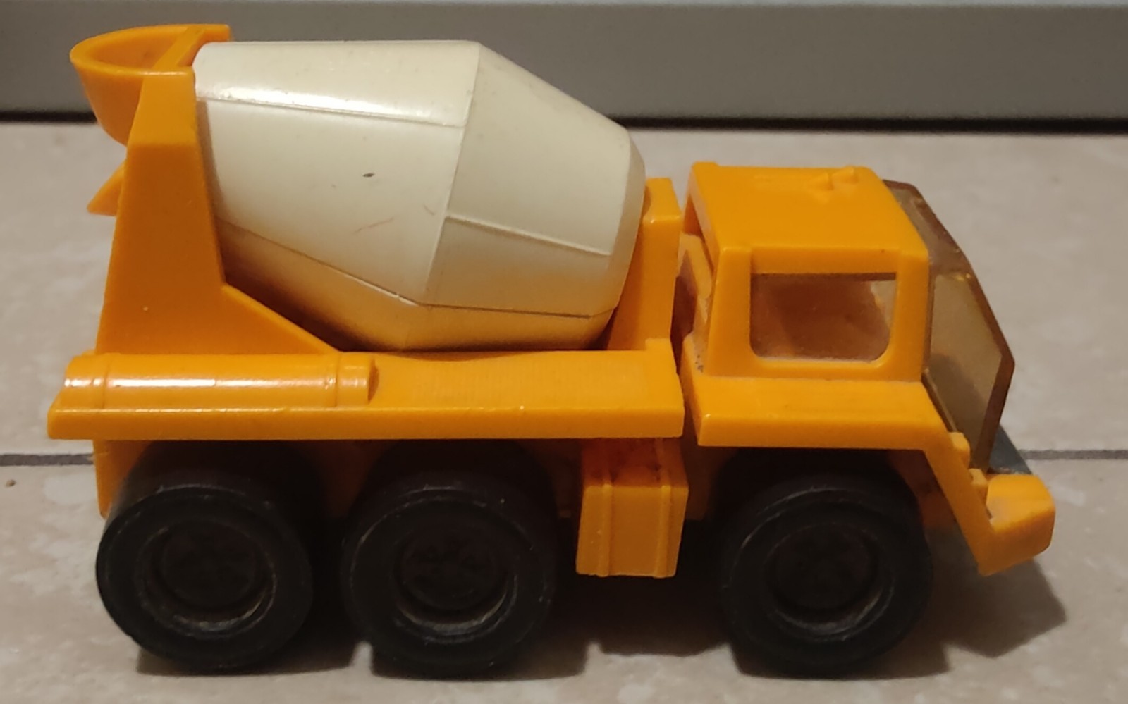 Vintage Small Tonka Cement Mixer Truck Diecast Orange White Toy Construction VTG