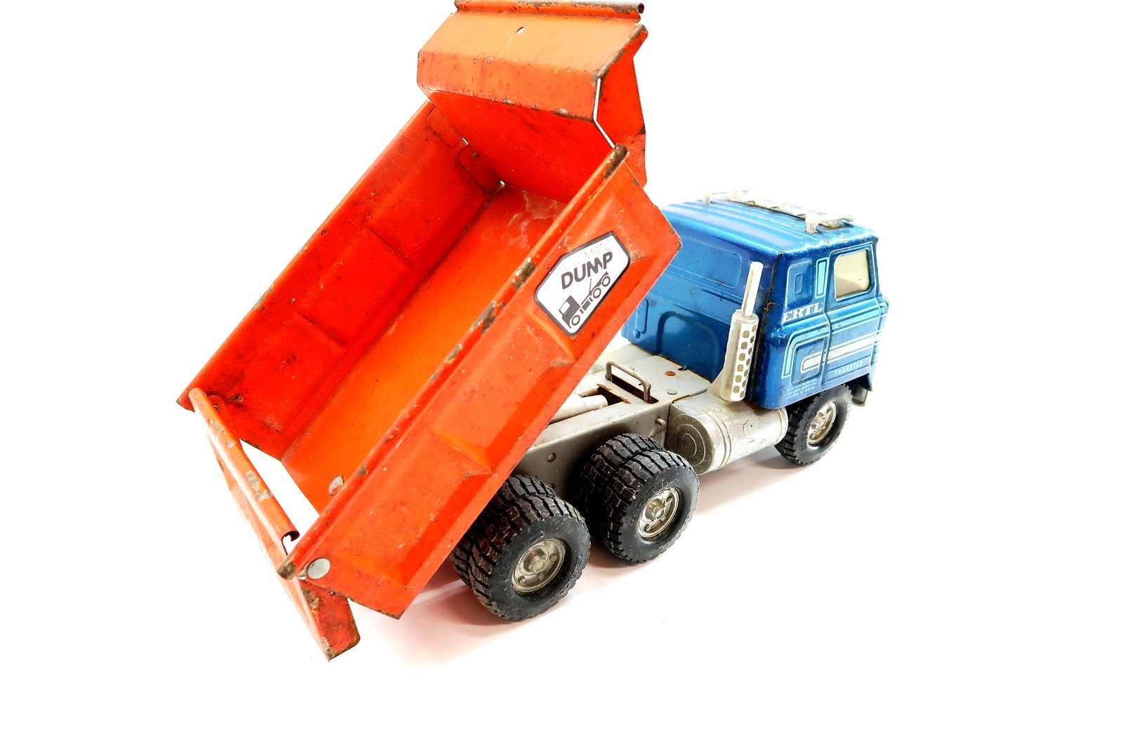 Vintage ERTL Automatic Dump Truck Transtar Pressed Steel 12.5″ Long 1970’s era