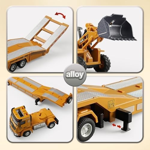 Construction Carrier Trucks Toy Set – Alloy Inertia Driving 1:40 & 1:55 Simul…