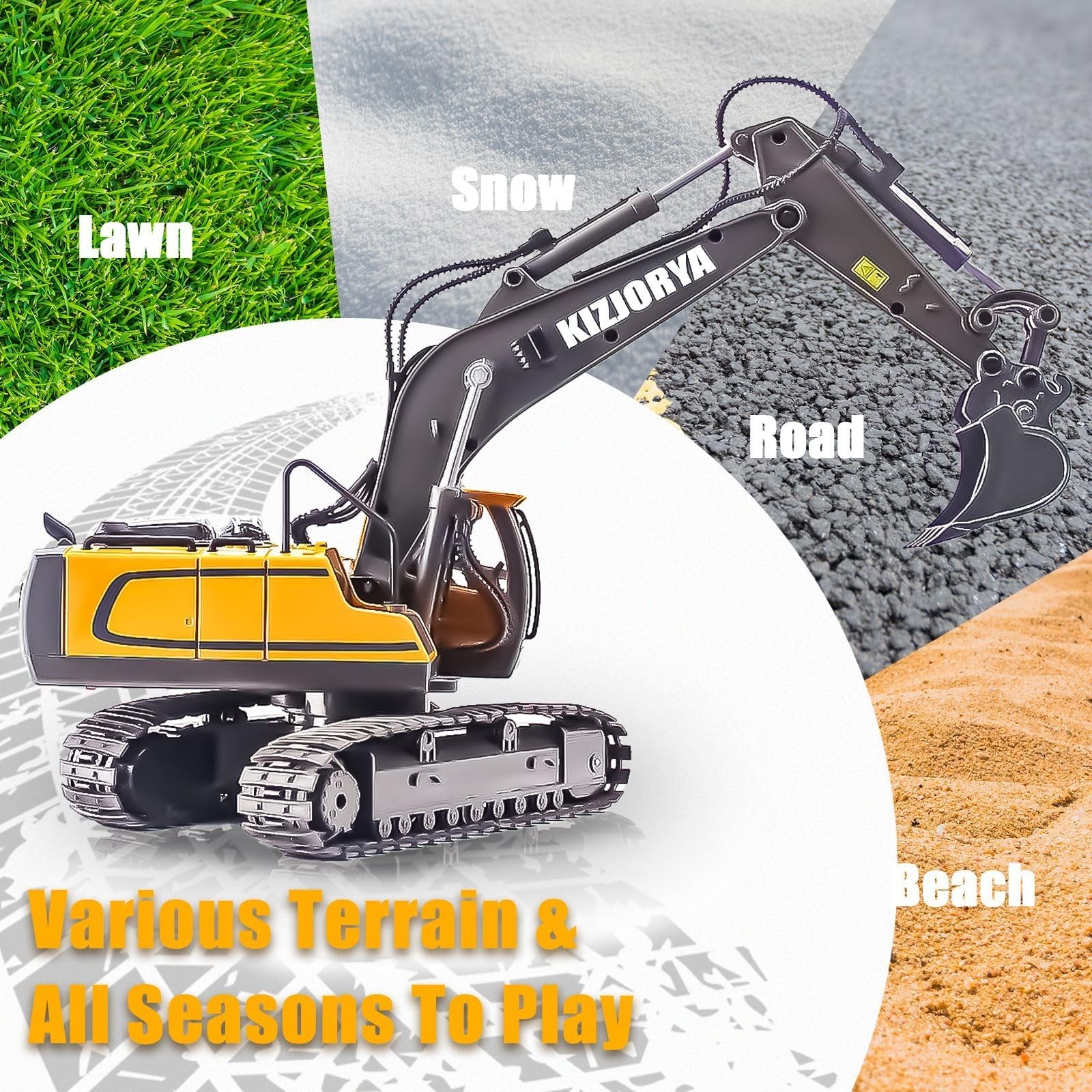Remote Control Excavator, Boys Toy 6-12 Years, Rechargeable RC, 11 Channels