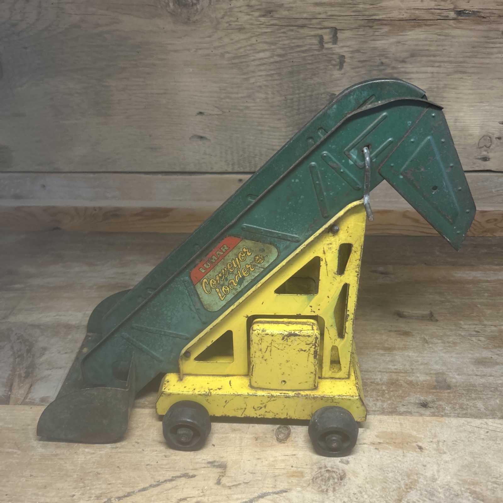 Vintage Marx Lumar Conveyor Loader Pressed Steel Toy Yellow Green Parts, Restore