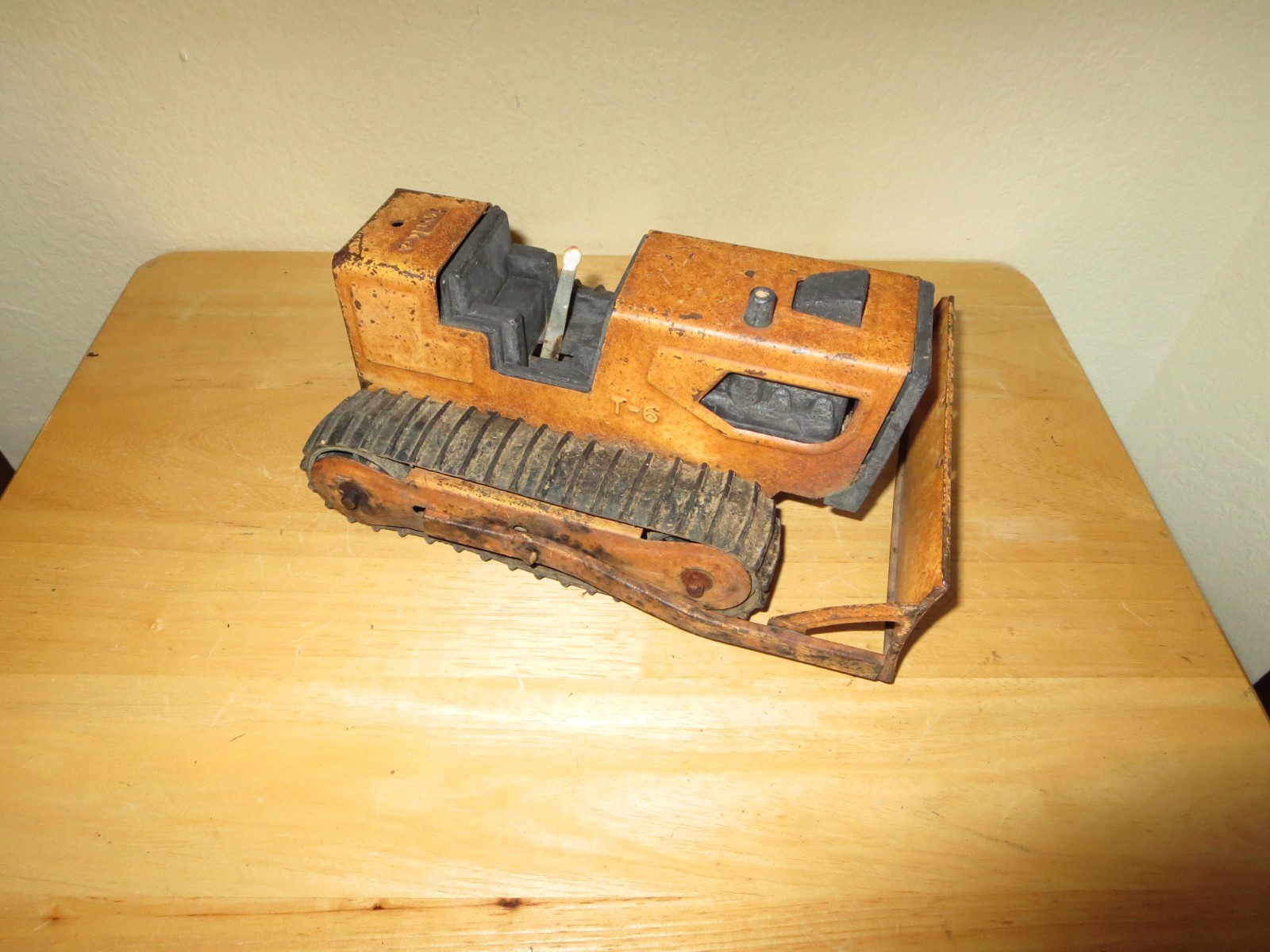 Vintage Tonka T-6 Front Bulldozer Orange Metal Toy 70’s