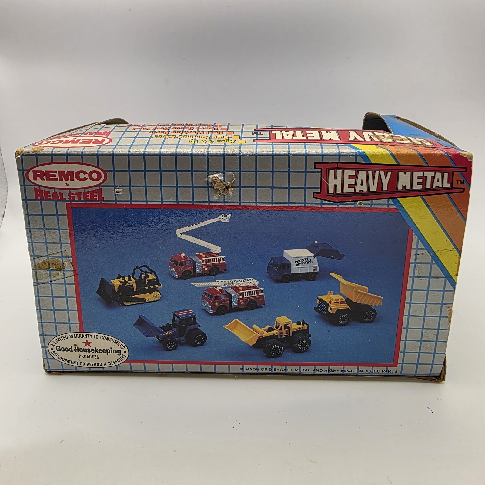Vintage Remco Heavy Metal Garbage Truck Diecast Toy 1988 Real Steel In Box