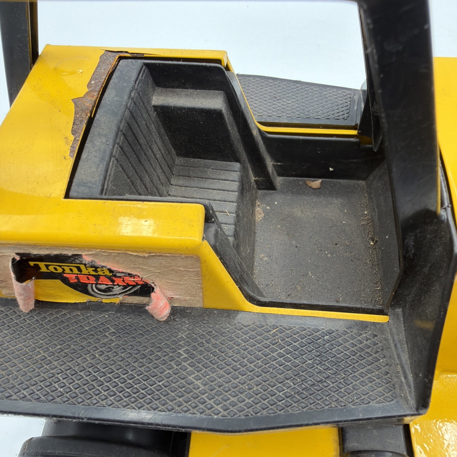 Vintage 1980s Tonka Trax Bulldozer Crawler: Pressed Steel Construction Toy 12″