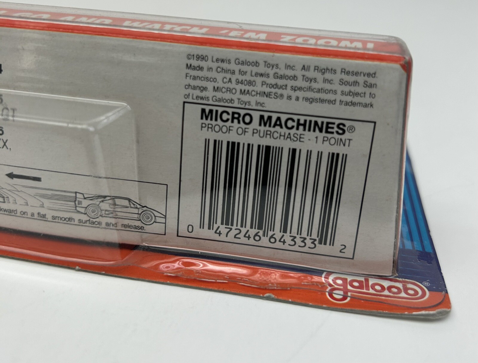 1990 Micro Machines SNAP BACKS #4 Pullback Power w/ Bonus license plate (NEW)