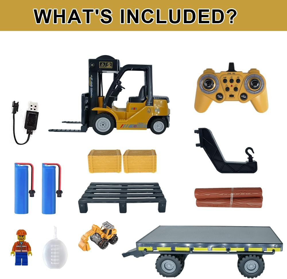 Remote Control Forklift with Flatbed Truck, 11 Channel RC Forklifts with Spray,