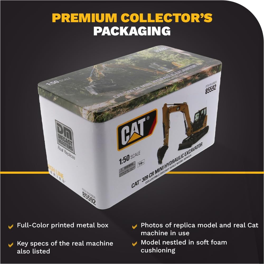 1:50 Scale Caterpillar 309 CR Mini Hydraulic Excavator | High Line Series Cat Tr