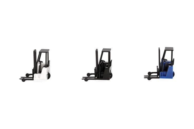 HERPA,Forklift truck, white, blue and black – 3 pieces, 1/87, HER053860-002