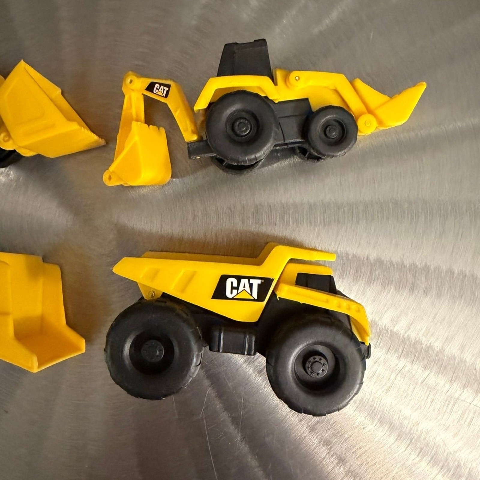 CAT Dump Truck, Bulldozer, Backhoe, Front Loader 3” Plastic Toys
