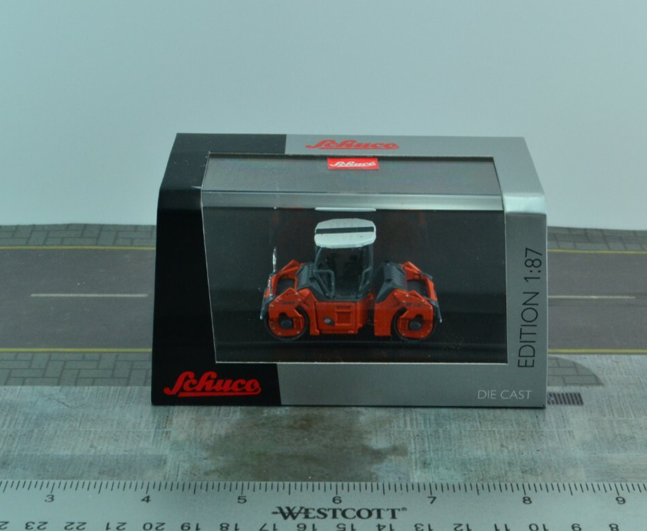 Schuco Diecast Construction Compactor – Roller Orange 1:87 HO Scale