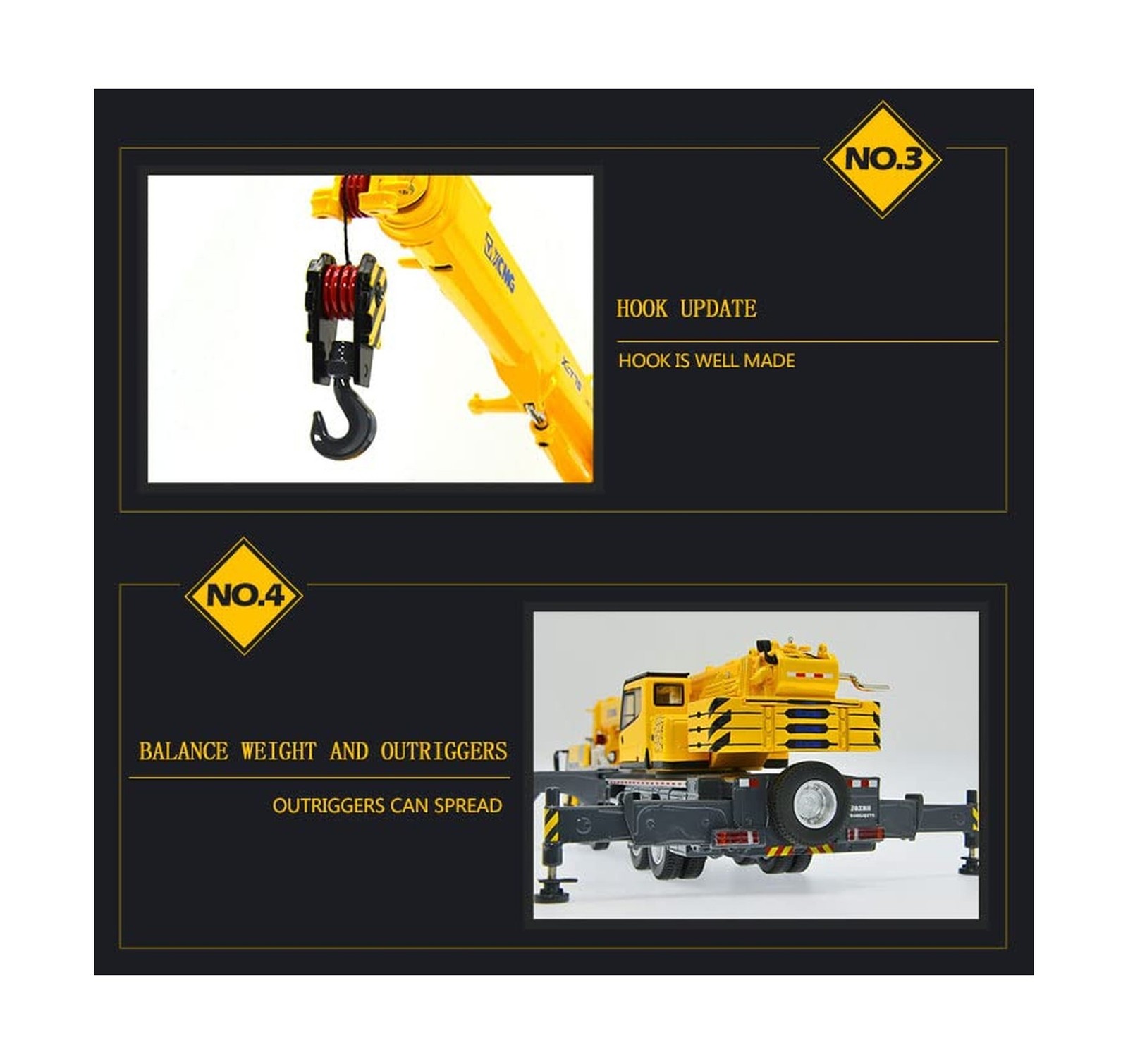 1:50 Scale Model Diecast Construction Machinery XCMG 75 tons Truck Crane Mode…