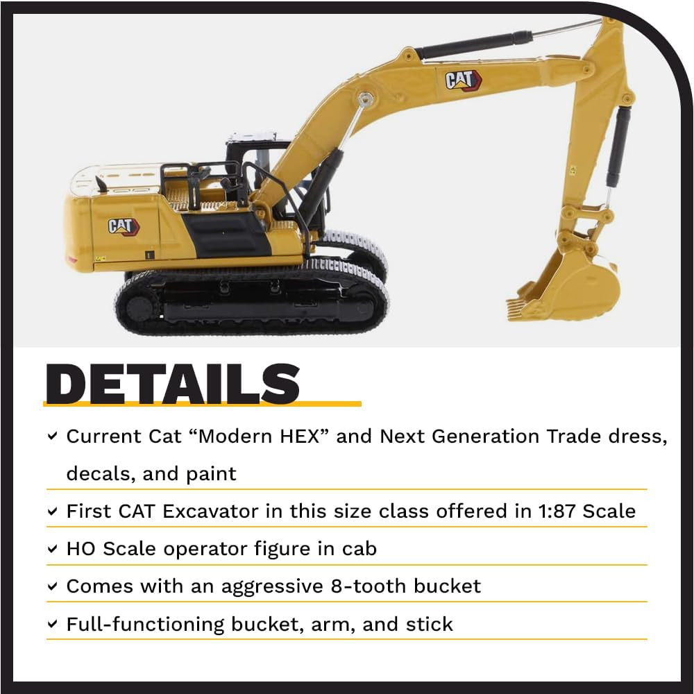 1:87 Scale Caterpillar 336 Next Generation Hydraulic Excavator | HO Scale Series