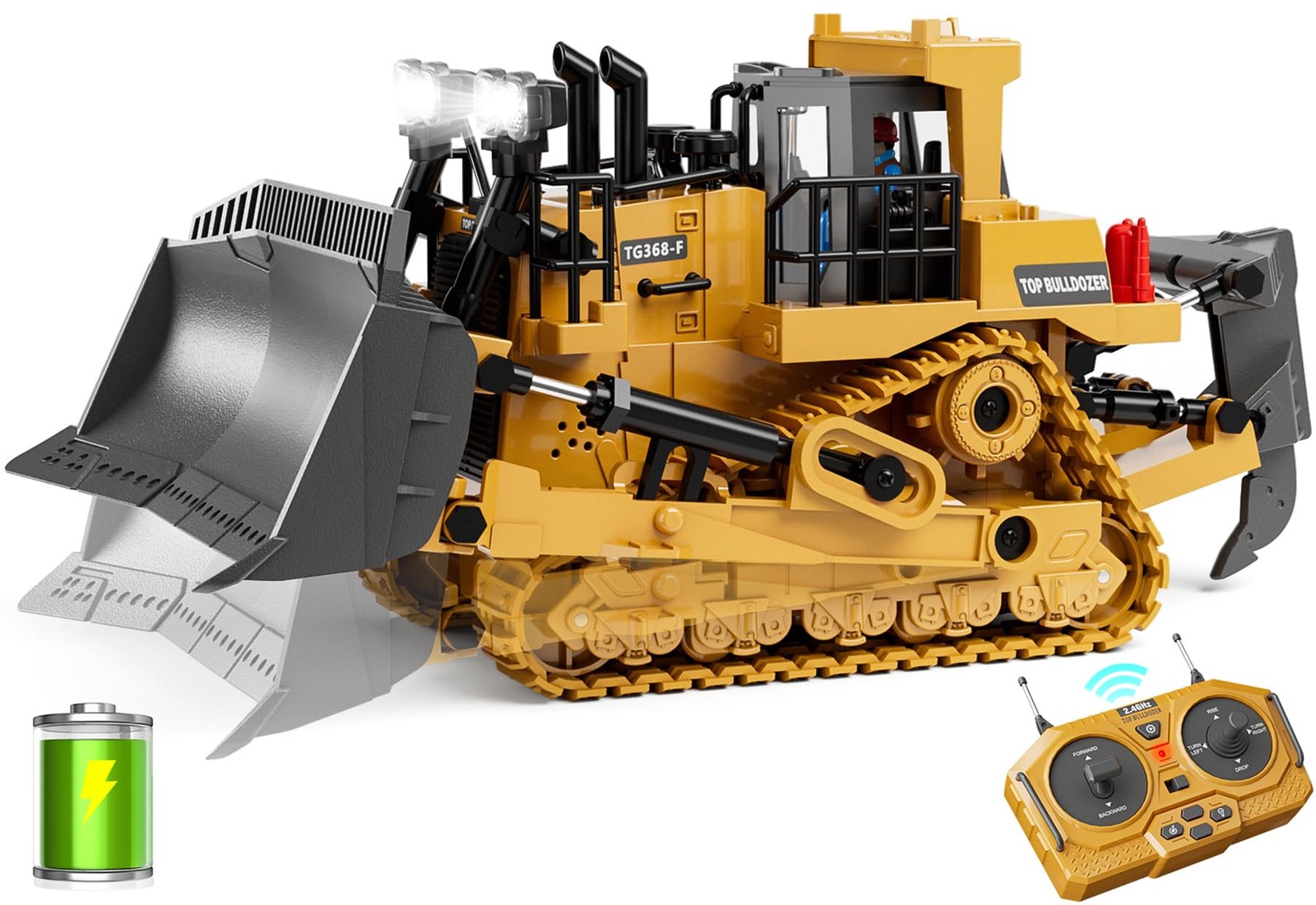 KIDMARKT Metal RC Bulldozer Toy for Kids | 9Channel Remote Control TrackType …