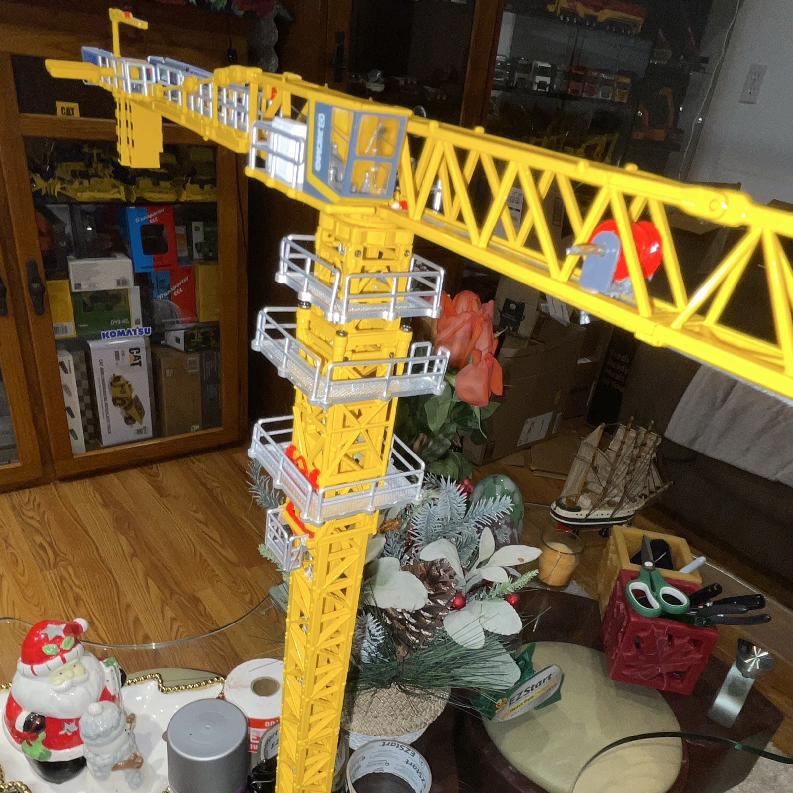 XCMG Tower Crane Diecast Construction Model 1:50 Yellow Gray w/ Hook Base