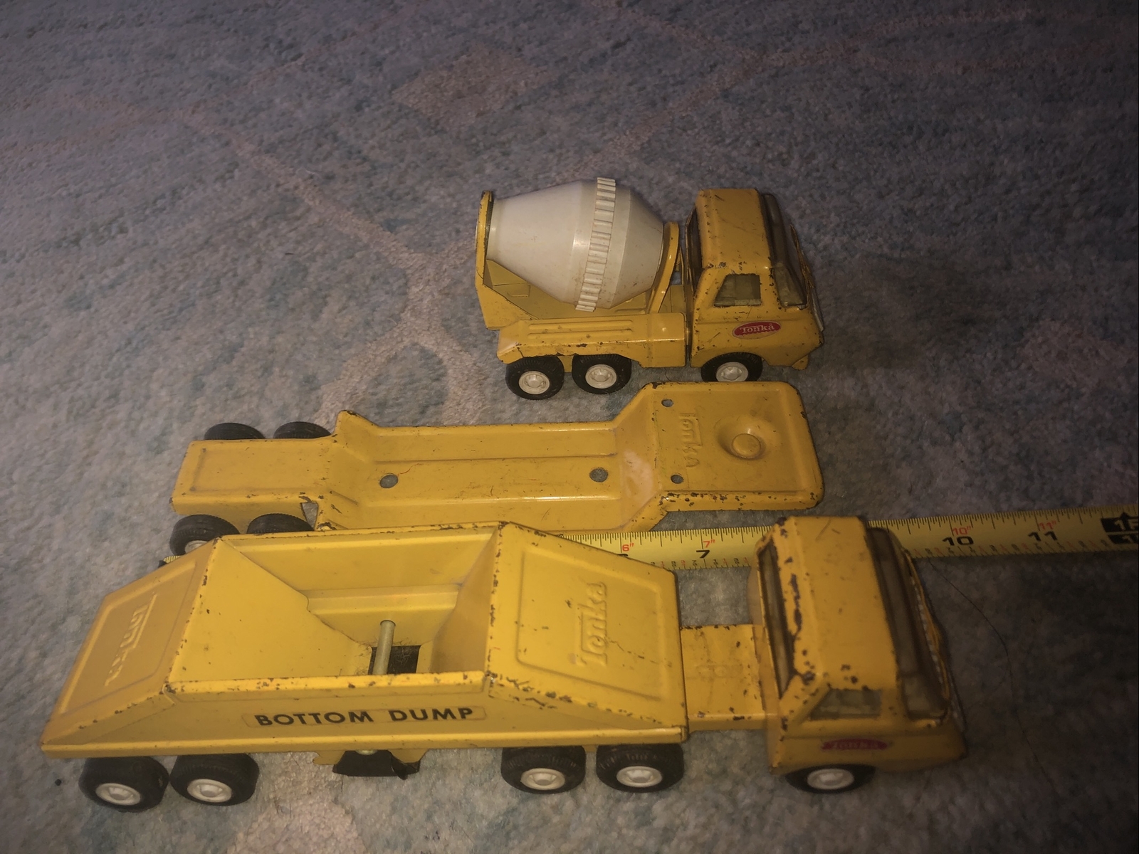 VINTAGE TONKA MINI TONKA CONSTRUCTION SET VEHICLES Yellow Bottom Dump Semi