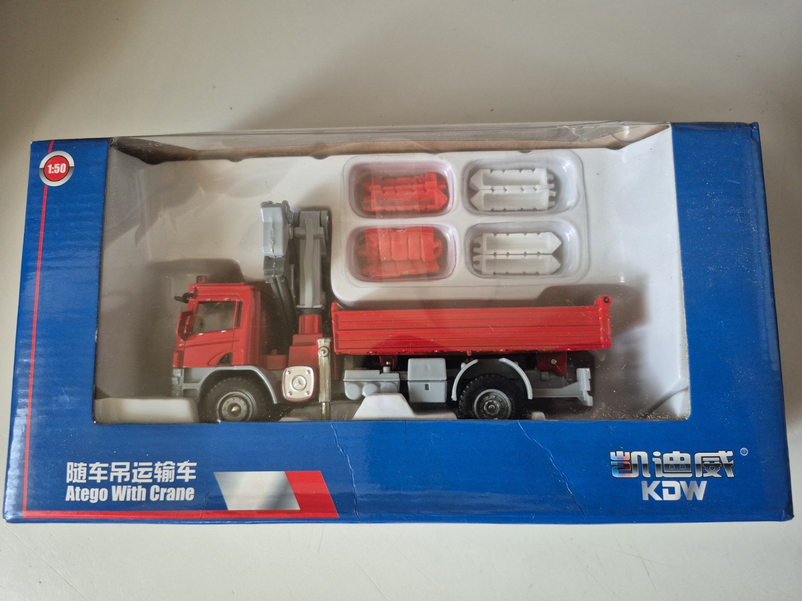 Atego With Crane 1:50 Truck Construction In Box! Metal Kaidiwei
