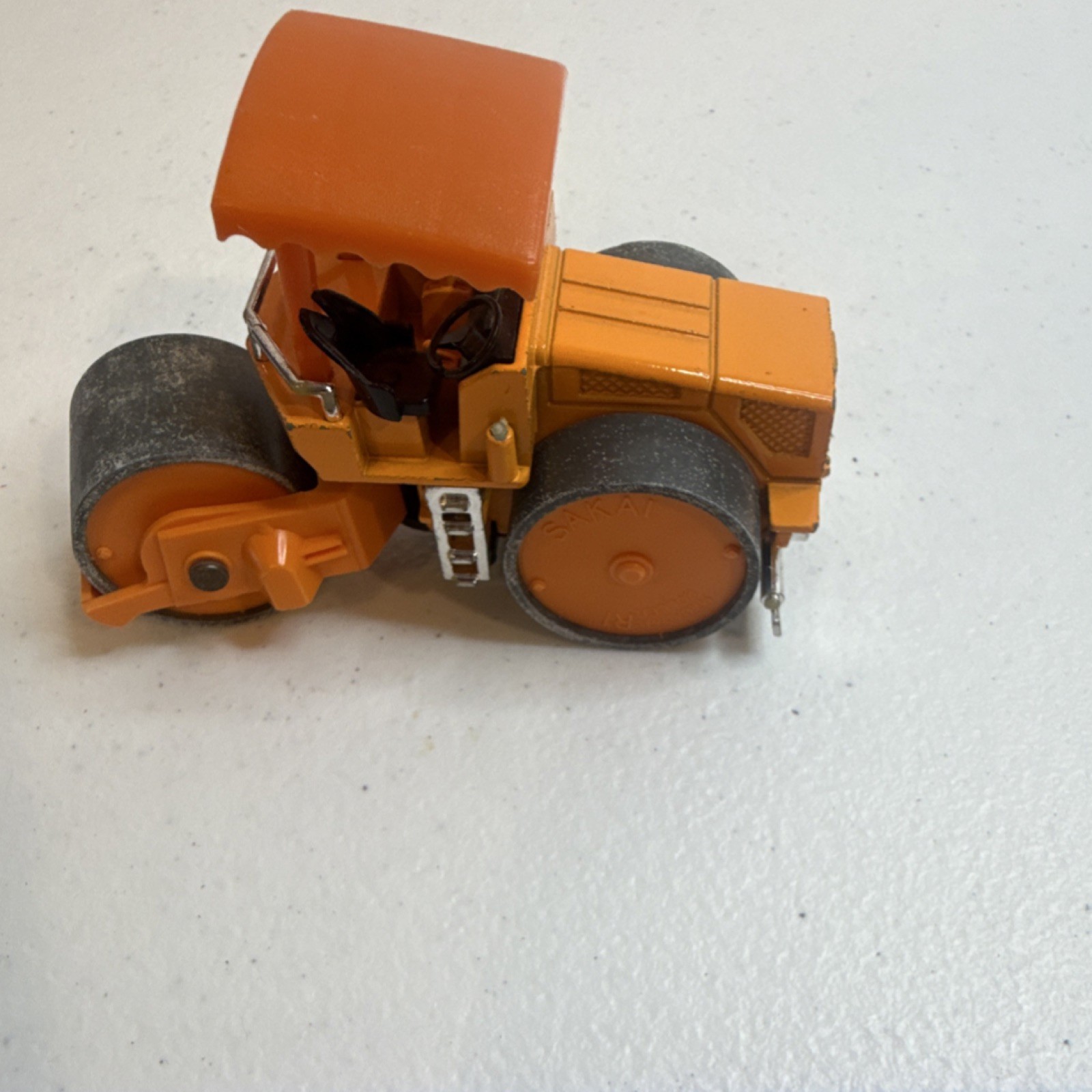 Shinsei Mini Power Power Road Roller Diecast Metal 1:70 Orange Black Gray