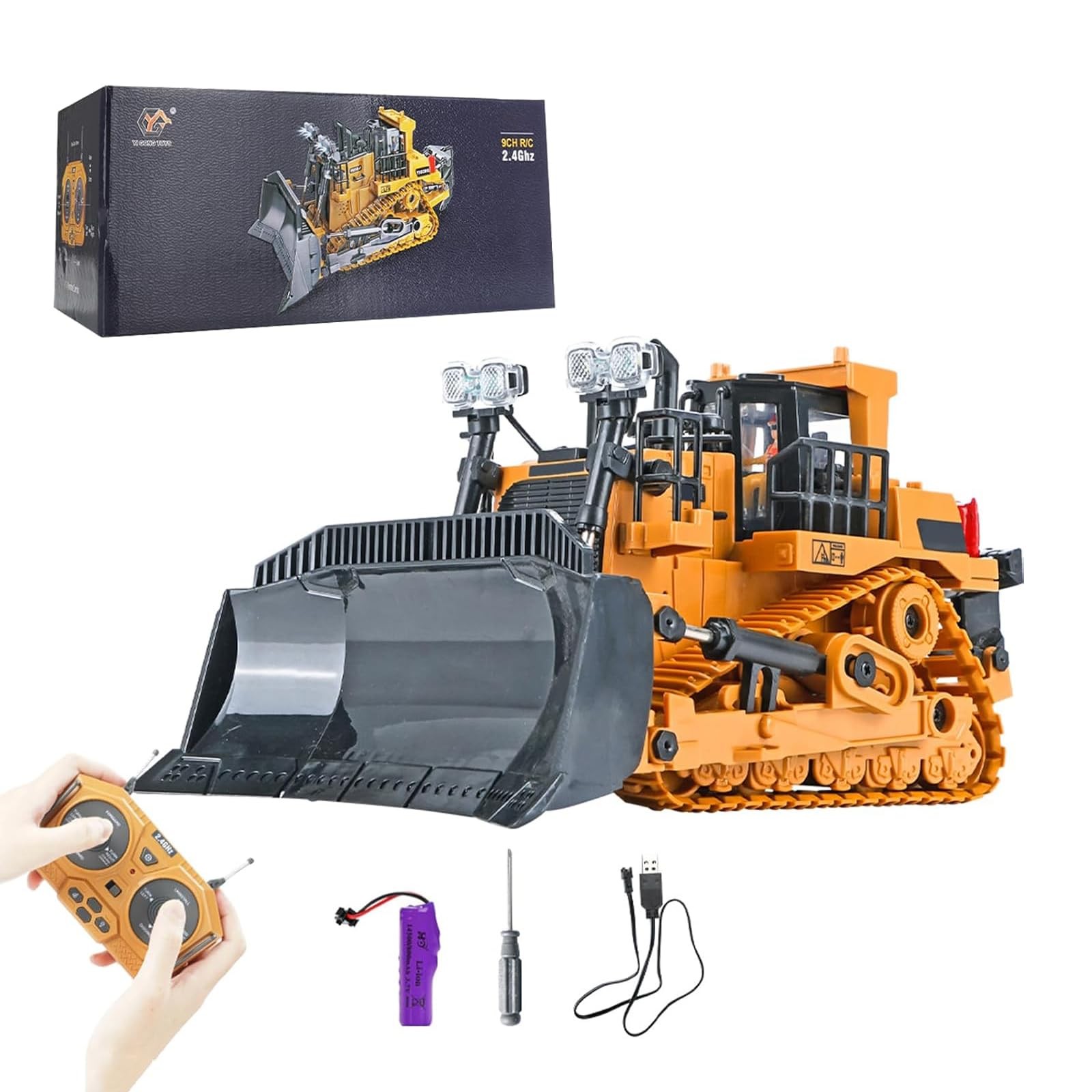 GoolRC RC Bulldozer, 1:24 Scale Remote Control Bulldozer, 2.4GHz 9 Channel RC Co
