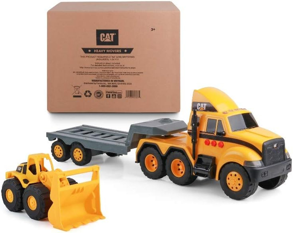 CAT Heavy Mover Construction Truck Set with Loader, Lights & Sounds, 3+