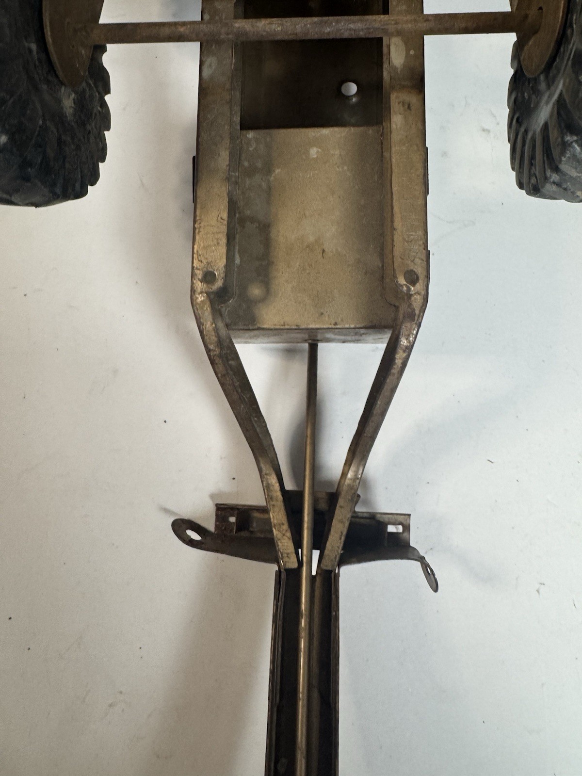 vintage structo pressed steel road grader tractor bronze color Needs Repair