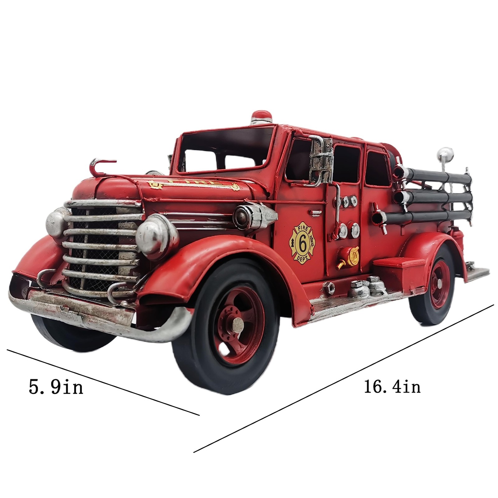 Truck Model Retro Fire Diecast Metal Miniature Vehicles Large Fire Fighting T…