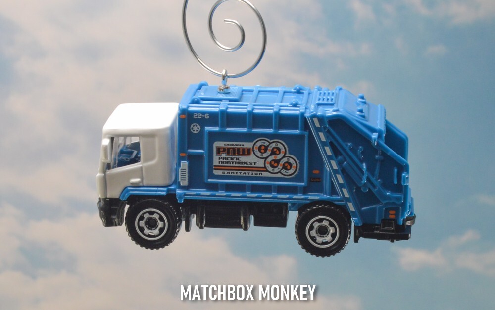 White PNW Garbage Trash Refuse Truck Custom Christmas Ornament Waste Management