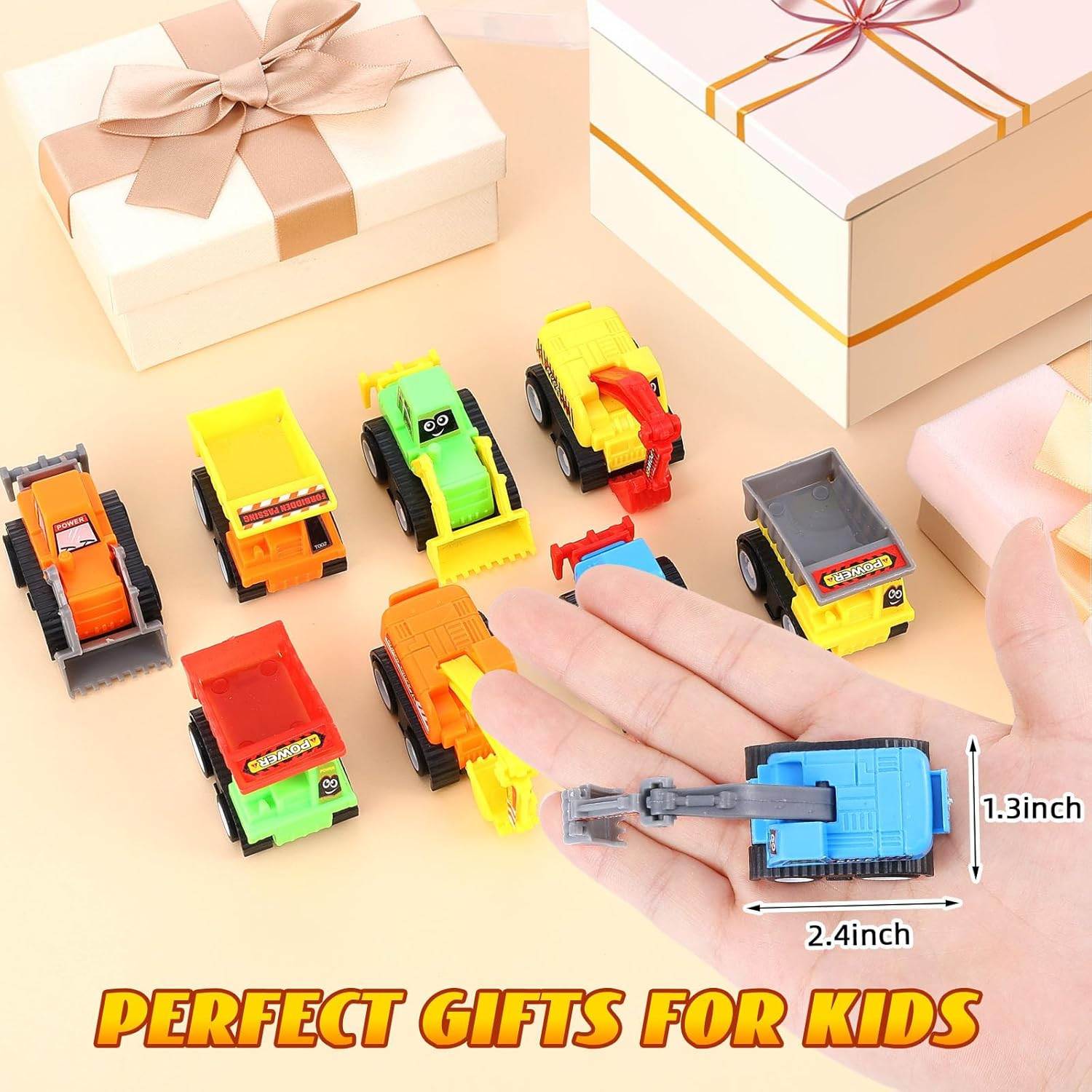 Mini Construction Car Toys Pull Back Vehicles Excavator Truck Tractor Kids Party